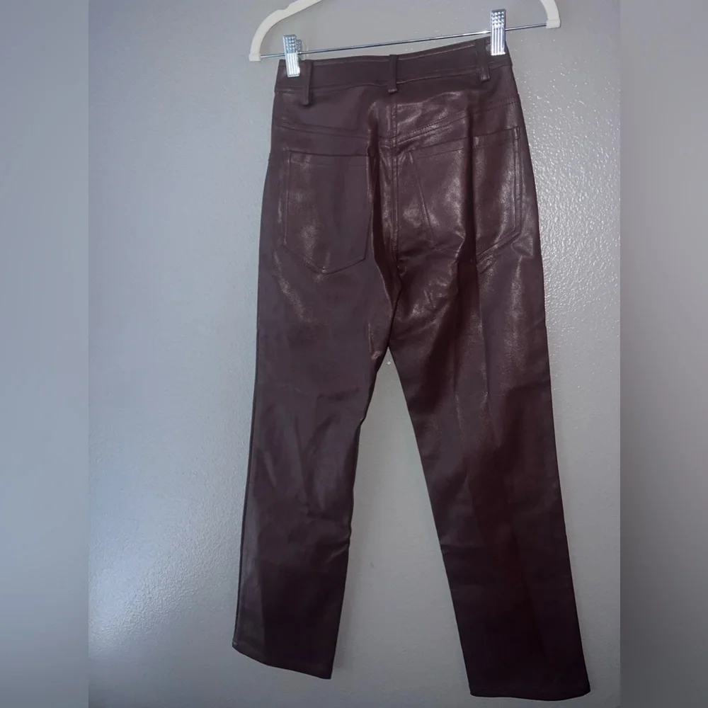 NWT MIAOU JUNIOR PANT IN BROWN VEGAN LEATHER XS - Picture 6 of 8